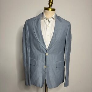 Sandro Paris Men's Light Blue Linen Blend Blazer Sport Coat 50 (38R)